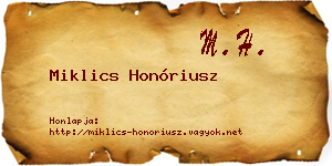 Miklics Honóriusz névjegykártya